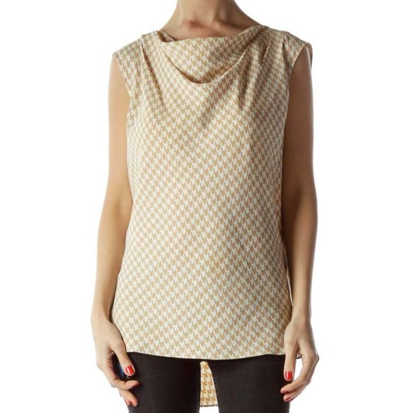 Talbots Tops - Talbots Cream Beige Houndstooth Tunic